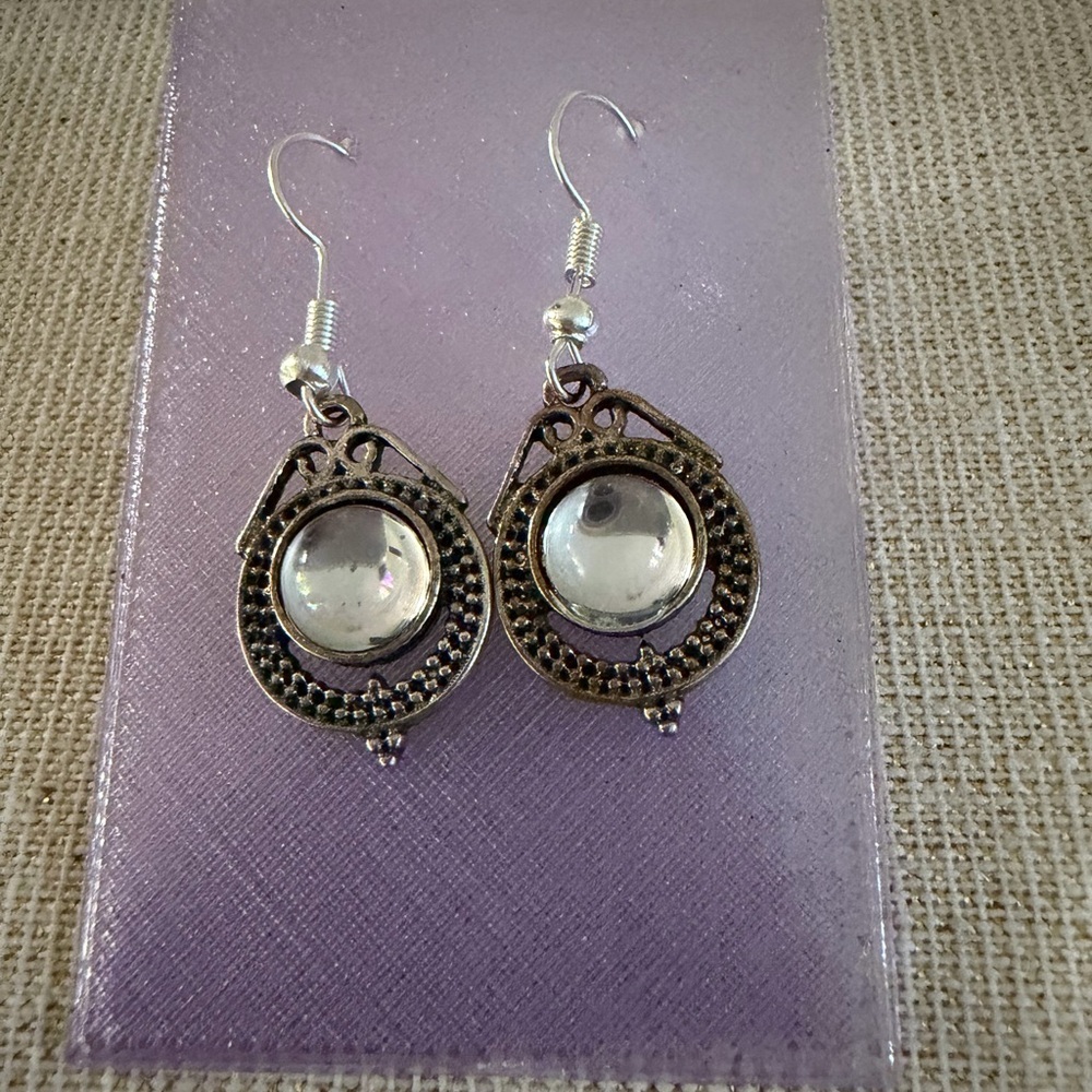 Silver-Tone Clear Crystal Drop Earrings - Women Jewelry - Picture 2 of 2